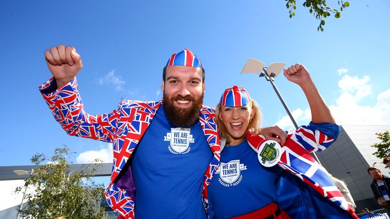 Great Britain fans outside the stadium ahead of day 1 of the Davis Cup Semi Final between Great Britain and Australia 
