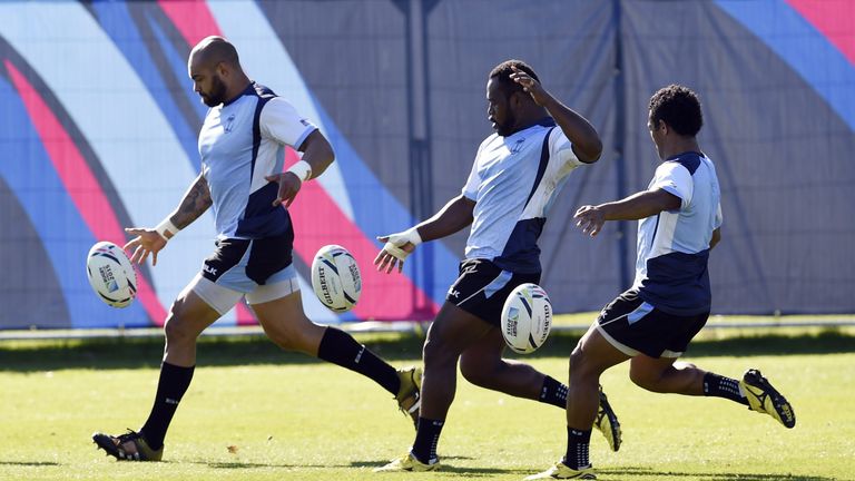Fiji in training ahead of the clash with Wales
