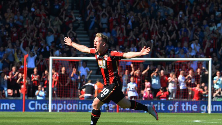 Matt Ritchie of Bournemouth celebrates scoring his team's second goal against Sunderland