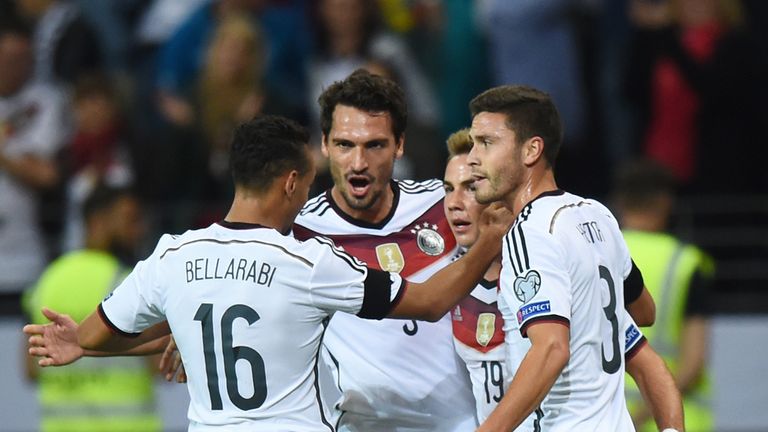 Mario Goetze (2ndR) of Germany celebrates scoring his team's second goal