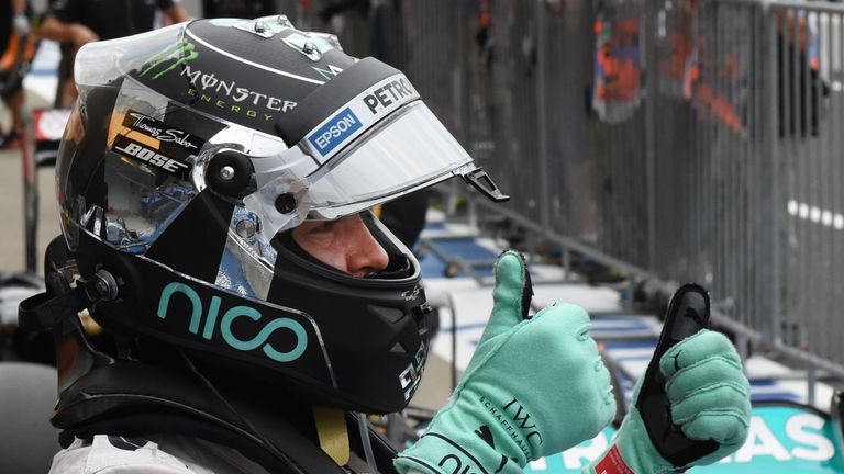 Nico Rosberg celebrates pole
