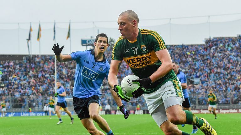 Kieran Donaghy in action against Rory O'Carroll