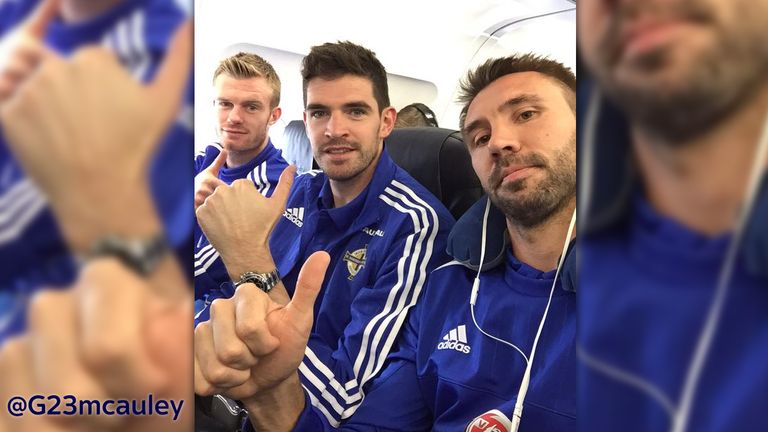Gareth McAuley posted this picture on Twitter of him and his Northern Ireland team-mates on board a plane