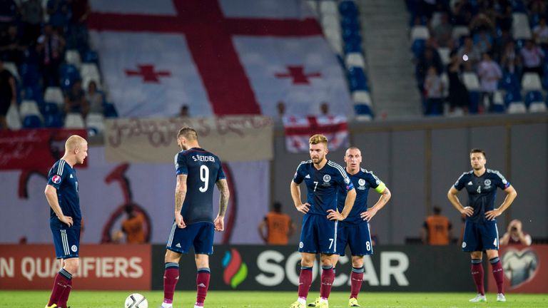 Scotland's players look dejected after going behind in Tbilisi