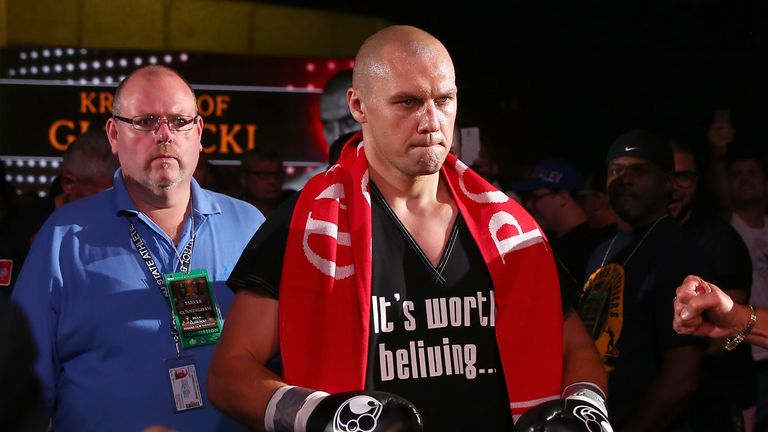 NEWARK, NJ - AUGUST 14:  Krzysztof Glowacki enters the arena floor before his bout against Marco Huck during the Premier Boxing Champions Cruiserweight bou