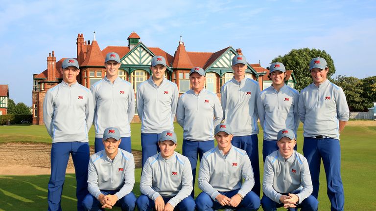 The Great Britain and Ireland Team pose for a team photo ahead of the Walker Cup