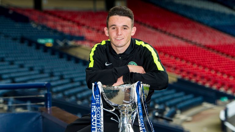 Hibernian's John McGinn with the Scottish League Cup