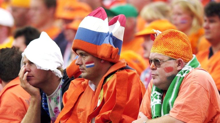 Dutch fans looking glum during Republic of Ireland's 1-0 win over the Netherlands in a 2001 World Cup qualifier