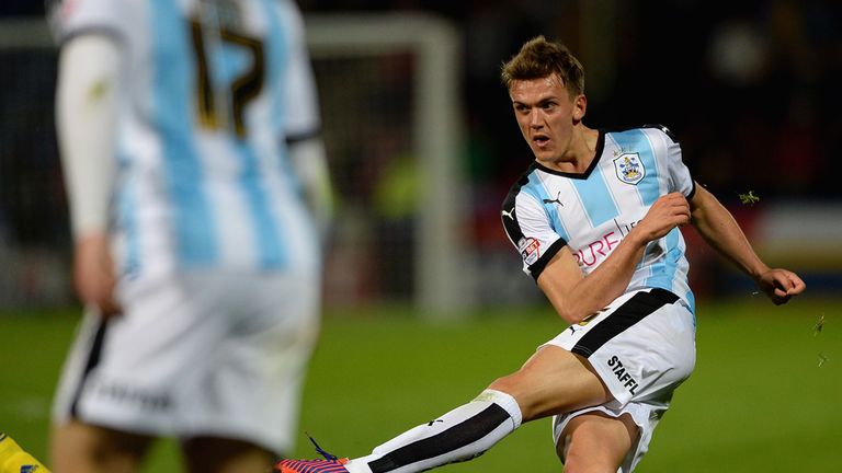 Emyr Huws of Huddersfield Town scores his team's first goal