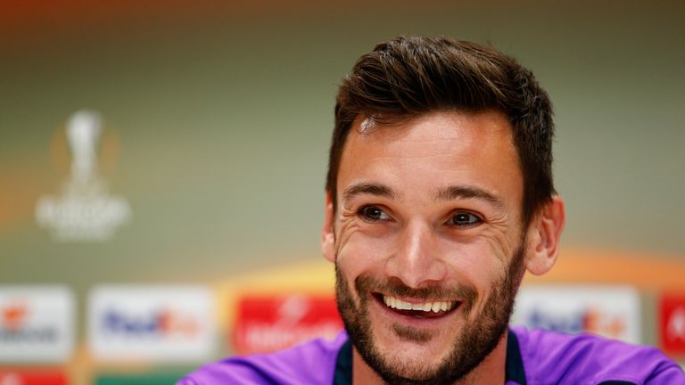 Tottenham Hotspur goalkeeper Hugo Lloris speaks during a press conference at the Tottenham Hotspur training ground on September 16.