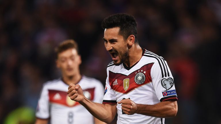  Ilkay Guendogan of Germany celebrates scoring Germany's third goal 