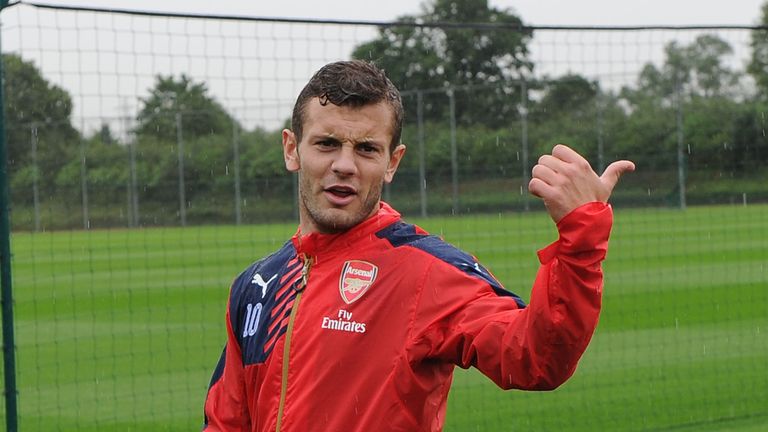 Jack Wilshere of Arsenal during a training session at London Colney on July 24, 2015 in St Albans, England