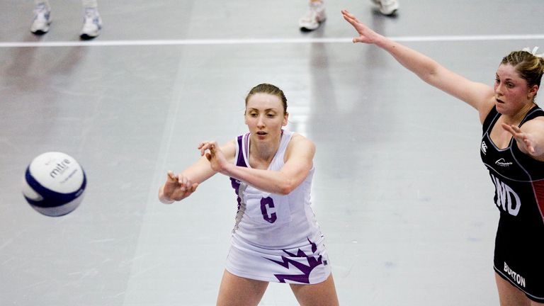 Jade Clarke - Loughborough Lightning (white and purple) v Team Northumbria (black and red). n(PHOTO (C) NIGEL FARROW)n**