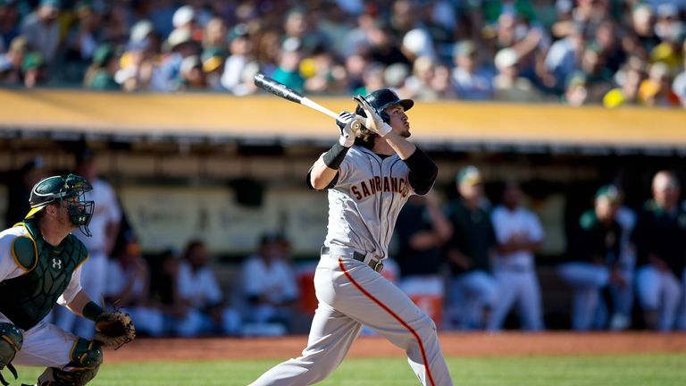 Rookie Jarrett Parker smashed three homers and accounted for seven RBI in the Giants' win