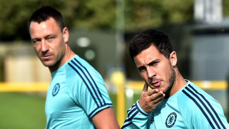 John Terry and Eden Hazard, Chelsea training