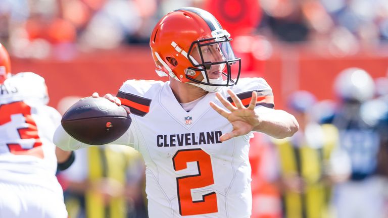 CLEVELAND, OH - SEPTEMBER 20: Quarterback Johnny Manziel #2 of the Cleveland Browns passes during the first half at FirstEnergy Stadium