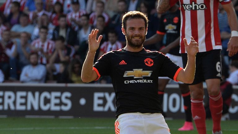 Juan Mata scored his second league goal of the season on Sunday