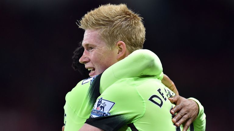 Manchester City's Kevin De Bryyne celebrates his goal during the Capital One Cup, third round match at the Stadium of Light, Sunderland.