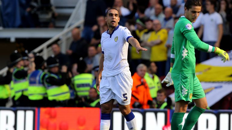 Leeds United defender Giuseppe Bellusci scores perhaps the own goal of the season against Middlesbrough. 