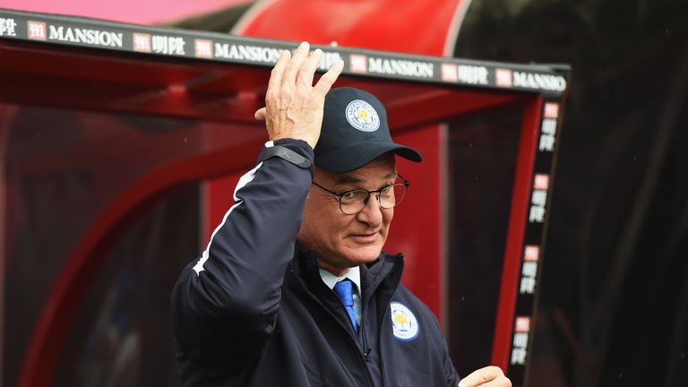 Leicester City manager Claudio Ranieri in the dugout