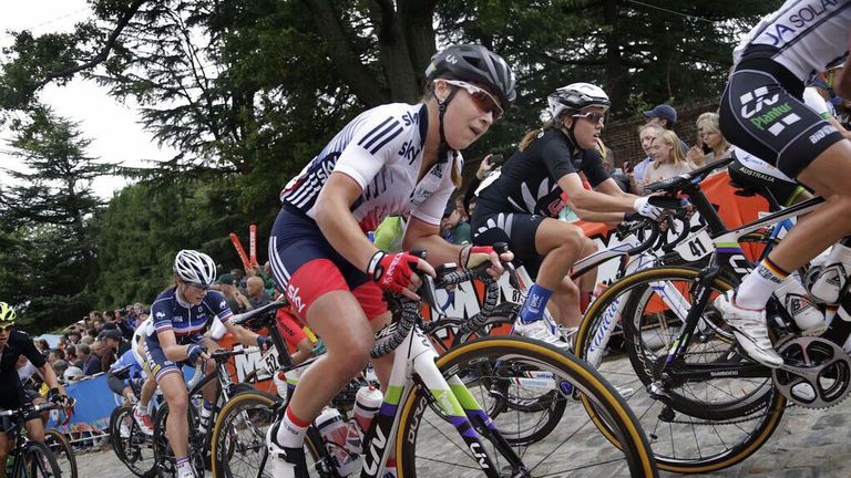Lucy Garner gets stuck into the cobbles of Richmond in the United States