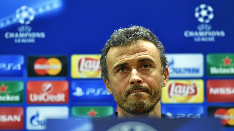 Barcelona's coach Luis Enrique was relaxed during a press conference at the Olympic stadium in Rome.