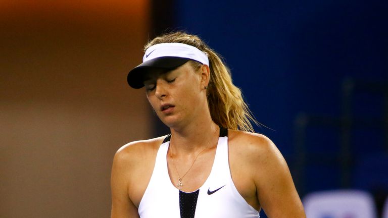 Maria Sharapova during her match at the Wuhan Open