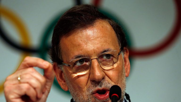  Spain's Prime Minister Mariano Rajoy speaks at a press conference during the 125th IOC Session - 2020 Olympics Hos