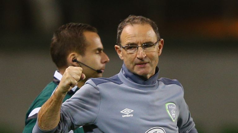 Martin O'Neill manager of the Republic of Ireland celebrates victory after the UEFA EURO 2016 Group D qualifying match v Georgia