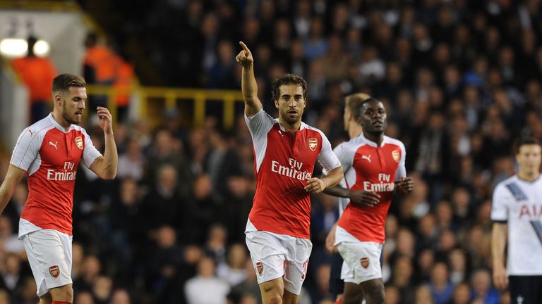 Mathieu Flamini celebrates scoring for Arsenal