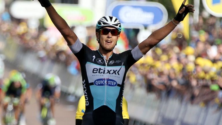 Etixx - Quick-Step's Matteo Trentin wins Stage Six of the Tour of Britain from Stoke-on-Trent to Nottingham.