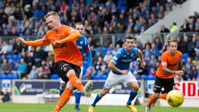 Dundee Utd's Billy McKay scores his third goal in four league appearances since joining the club on-loan.