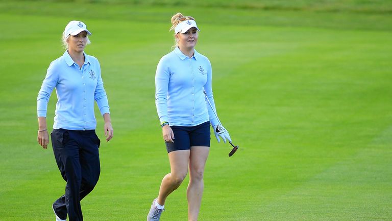 Melissa Reid and Charley Hull edged a tense battle in match two