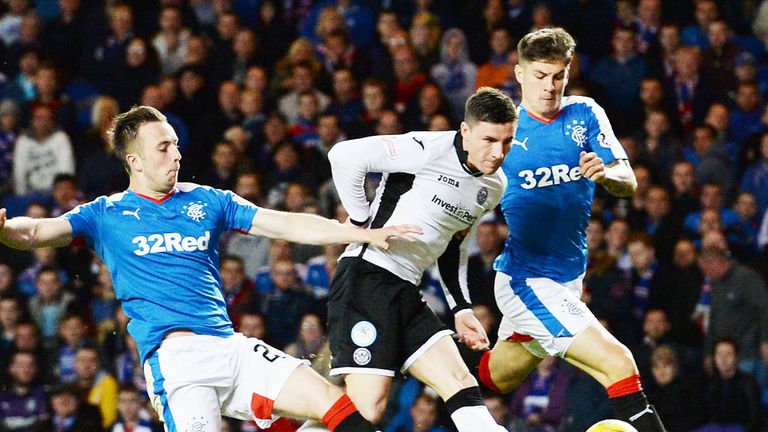 Michael O'Halloran scores to give St Johnstone a 3-0 lead over Rangers