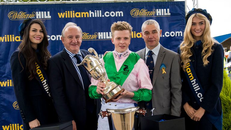 David Probert celebrates wining the William Hill Doonside Cup
