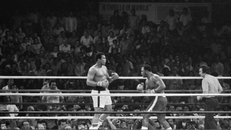 Boxers Joe Frazier and Muhammad Ali