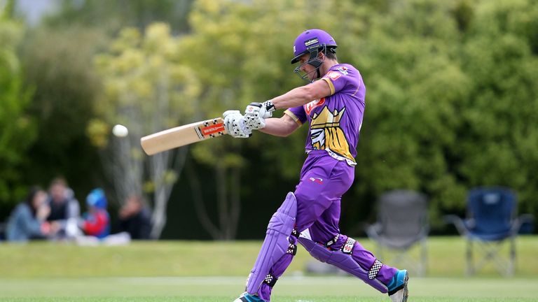 Neil Broom of Canterbury bats during the Georgie Pie Super Smash T20 match between the Otago Volts and the Canterbury Kings