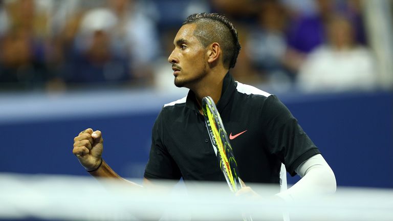 Nick Kyrgios of Australia reacts against Andy Murray of Great Britainm during their Men's Singles First Round match on Day Tw