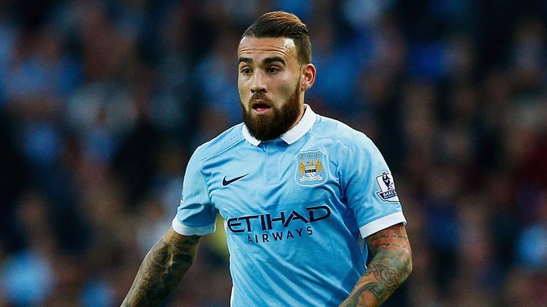 Nicolas Otamendi of Manchester City in action during the Barclays Premier League match between Manchester City and West Ham