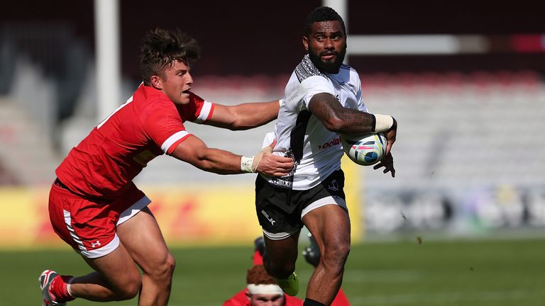 Nikola Matawalu of Fiji breaks away during the match between Fiji and Canada at Twickenham Stoop