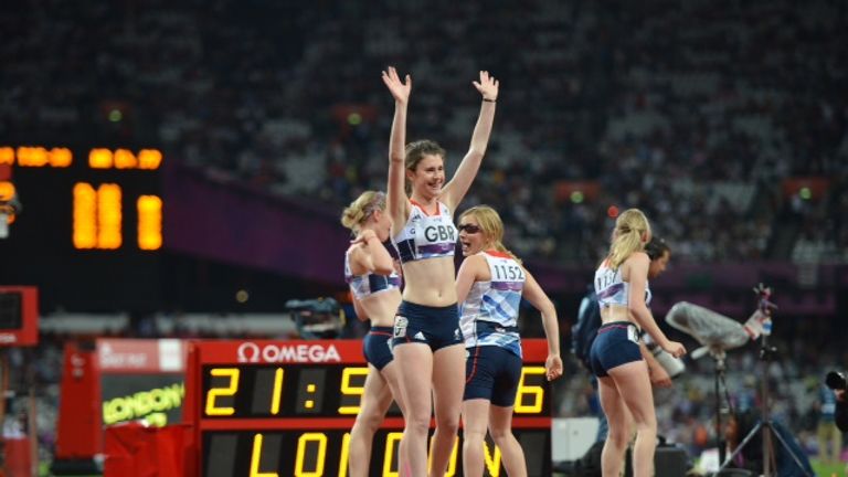 Olivia Breen: Celebrating bronze at the London Paralympics
