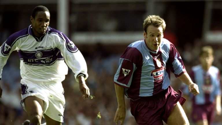 28 Aug 1999:  Paul Merson of Aston Villa is chased by Paul Ince of Middlesbrough during the FA Carling Premiership match at Villa Park in Birmingham