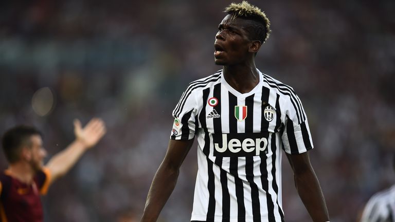 Juventus' midfielder Paul Pogba reacts