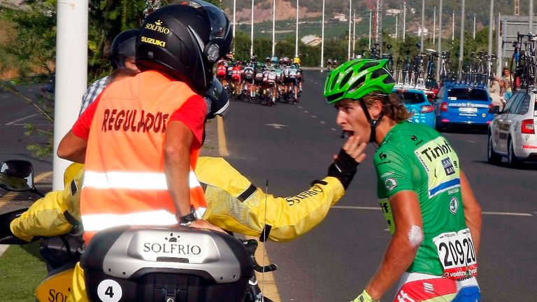 Peter Sagan after a crash on stage eight of the 2015 Vuelta a Espana
