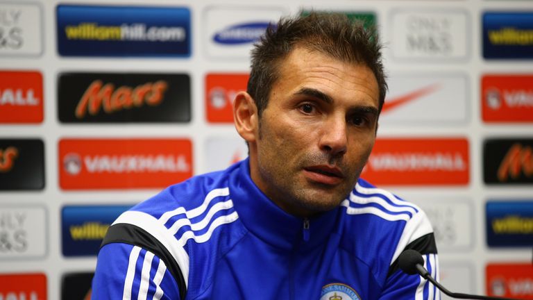 LONDON, ENGLAND - OCTOBER 08:  Manager Pierangelo Manzaroli talks to the media during the San Marino Press Conference at Wembley Stadium on October 8, 2014