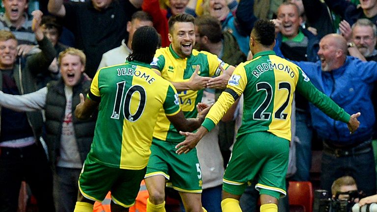Norwich City's Russell Martin celebrates 