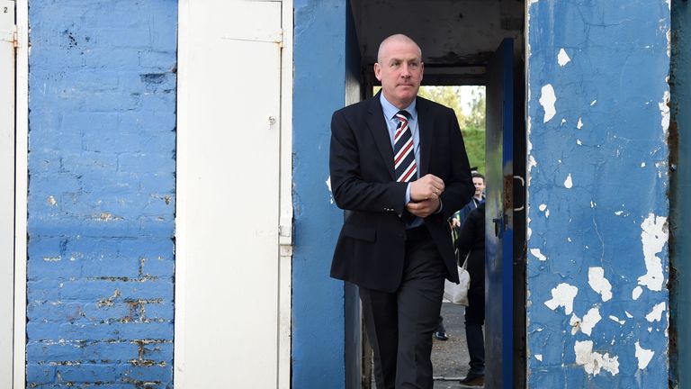 Rangers manager Mark Warburton arrives at Cappielow ahead of the game against Morton