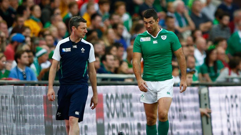 Rob Kearney picked up an injury during the defeat of Romania at Wembley