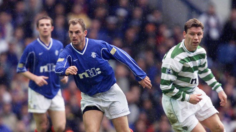 Ronald de Boer during his Rangers playing days against Celtic. 
