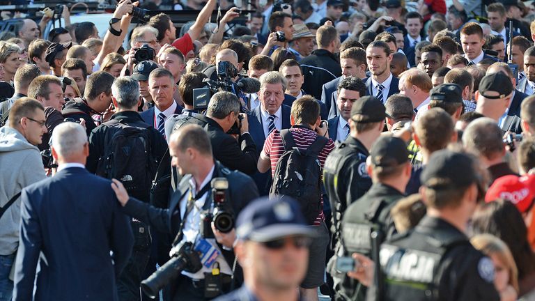England were mobbed on arrival when they stayed at the hotel Stary during 2012